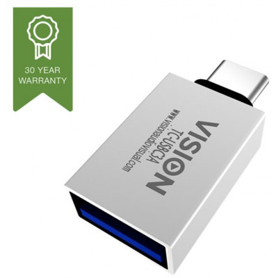 VISION Professional installation-grade USB-C to USB-A adapter - plugs into USB-C and has full-sized USB-A 3.0 socket - USB-C (M) to USB Type A (F) - USB 3.1 Gen 2 - white