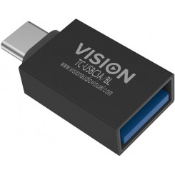 VISION Professional installation-grade USB-C to USB-A adapter - plugs into USB-C and has full-sized USB-A 3.0 socket - USB-C (M) to USB Type A (F) - USB 3.1 Gen 2 - black