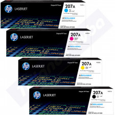 HP 207A CMYK (4-Toner Bundle) - Black W2210A + Cyan W2211A + Magenta W2213A + Yellow W2212A Original LaserJet Toner Cartridges (1 X 1350 Pages + 3 X 1250 Pages)