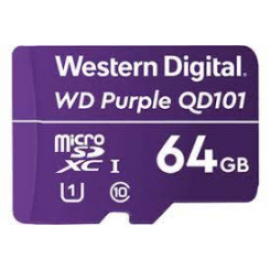 WD Purple SC QD101 WDD064G1P0C - Flash memory card - 64 GB - UHS-I U1 / Class10 - microSDXC UHS-I - purple