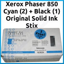 Xerox Phaser 850 CYAN (2) + BLACK (1) Original Solid Ink Stix 016-1828-00