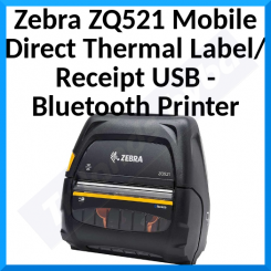 Zebra ZQ521 Mobile Direct Thermal Printer - Monochrome - Label/Receipt Print - USB - Bluetooth - Near Field Communication (NFC)