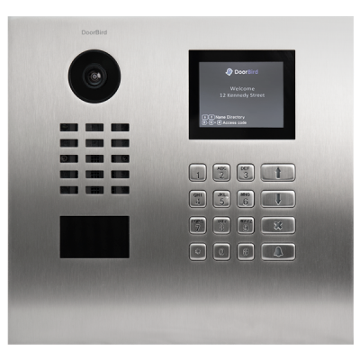 DoorBird IP Video Door Station D21DKH for multi tenant building, stainless steel V4A (salt-water and grinding dust resistant), brushed, incl. flush-mounting housing (horizontal), display module, keypad module