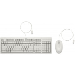 HP 225 - Keyboard and mouse set - ambidextrous, full size, standard key travel - USB - AZERTY - Belgium - cashmere white