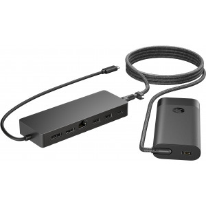 HP Universal - Docking station - USB-C - HDMI, DP - 10Mb LAN - with Laptop Charger - Europe - 9H0H9AA#ABB
