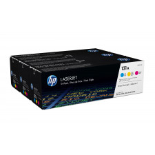 HP 131A (3-Toner Pack) Cyan + Magenta +Yellow Original LaserJet Toner Cartridges Pack U0SL1AM (3 X 1.800 Pages) for HP LaserJet Pro 200 M251n, 200 M251nw, 200 M276nw, MFP M276n, MFP M276nw