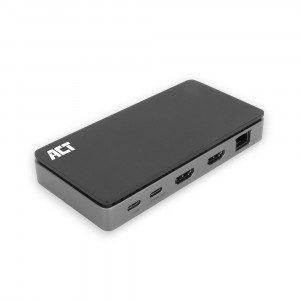 ACT USB-C 4K MST docking station for 2 HDMI monitors, Ethernet, USB-C, 3x USB-A, PD pass-through and 1 meter detachable connection cable