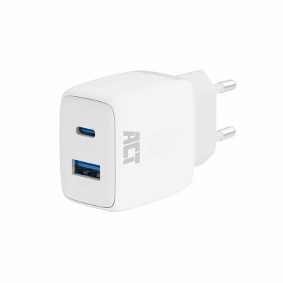 ACT USB-C & USB-A charger 20W with Power Delivery PPS, Quick Charge, GaNFast