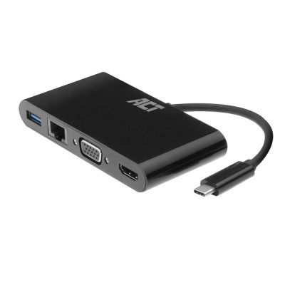 ACT USB-C docking station 4K, for 1 HDMI or VGA monitor, ethernet, USB hub