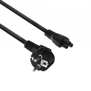 ACT Powercord mains connector CEE7/7 male (angled) - C5 black 2 m