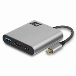 ACT USB-C multiport adapter for 1 HDMI monitor, 1x USB-A, PD pass-through