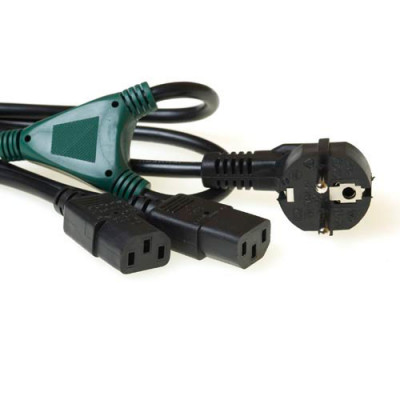 ACT Powercord split cable mains connector CEE7/7 male - 2 x C13 splitting at: 1.00 m