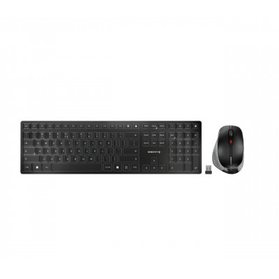CHERRY DW 9500 SLIM keyboard Mouse included Universal RF Wireless + Bluetooth AZERTY Belgian Black, Grey