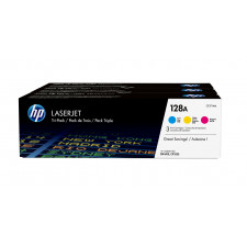 HP 128A (3-Toner Pack) Cyan + Magenta + Yellow Original LaserJet Toner Cartridges CF371AM (3 X 1.400 Pages) for HP Laserjet Pro cm1410, cm1415fnw, cm1415fn, cm1415 mfp, cp1520, cp1520n, cp1520nw, ,cp1525n, cp1525nw