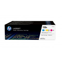 HP 128A (3-Toner Pack) Cyan + Magenta + Yellow Original LaserJet Toner Cartridges CF371AM (3 X 1.400 Pages) for HP Laserjet Pro cm1410, cm1415fnw, cm1415fn, cm1415 mfp, cp1520, cp1520n, cp1520nw, ,cp1525n, cp1525nw